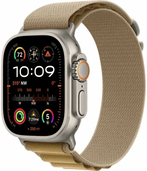 Apple Watch Series Ultra 2 49mm Natural Titanium Case with Tan Alpine Loop M